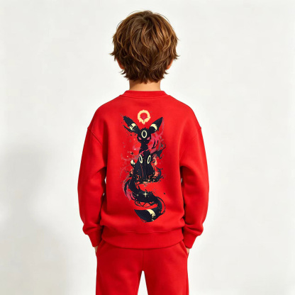 Pokémon Umbreon Anime Graphic Crewneck Sweatshirt for Kids Cartoon Print Cotton Tee