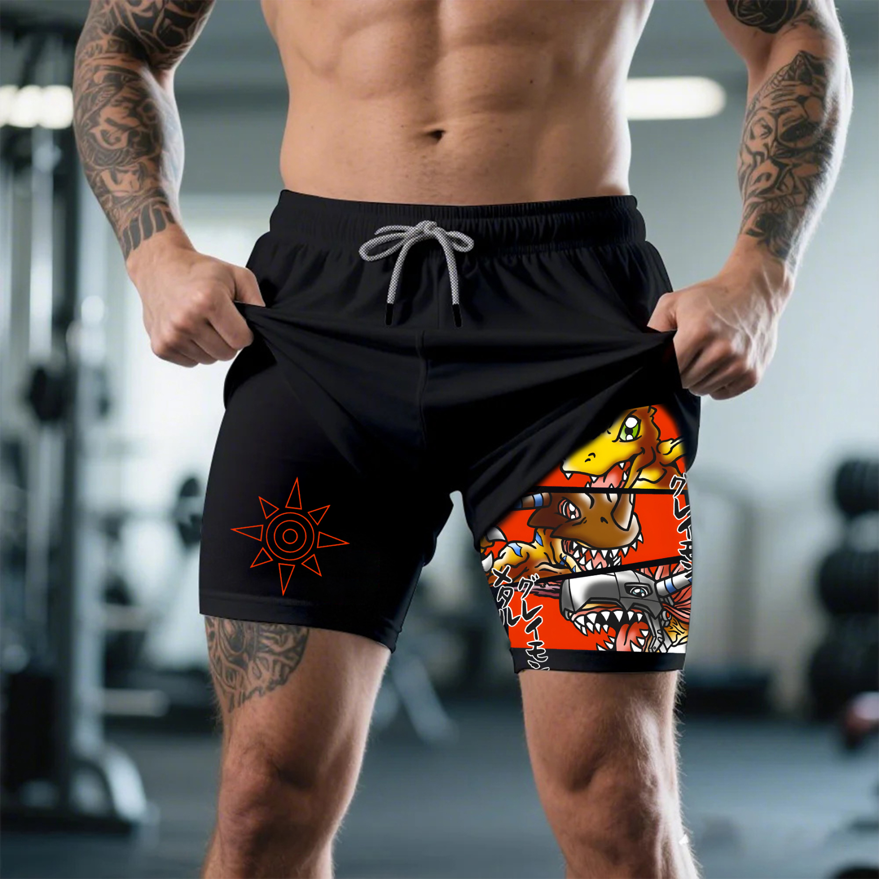 Unisex "Digimon" Anime Style Retro Shorts