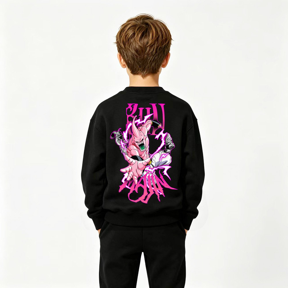 Dragon Ball Anime Graphic Crewneck Sweatshirt for Majin Buu Kids Cartoon Print Cotton Tee