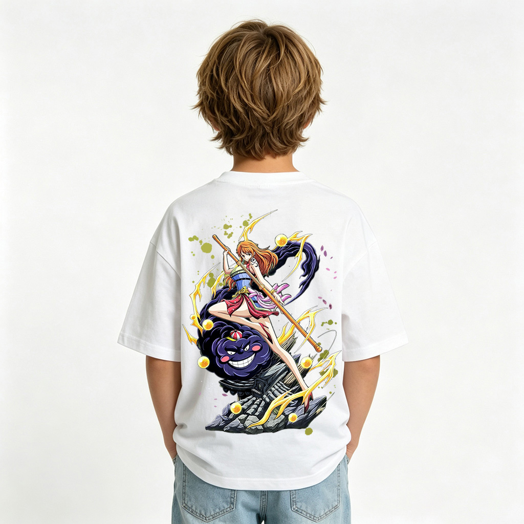One Piece Anime Graphic T-Shirt for Nami Kids Cartoon Print Cotton Tee