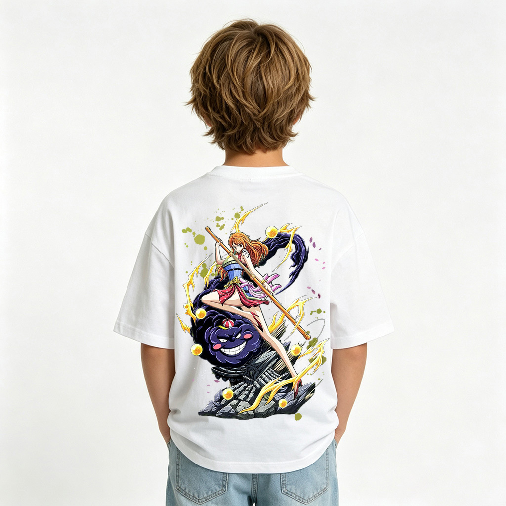 One Piece Anime Graphic T-Shirt for Nami Kids Cartoon Print Cotton Tee