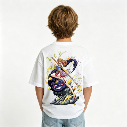 One Piece Anime Graphic T-Shirt for Nami Kids Cartoon Print Cotton Tee