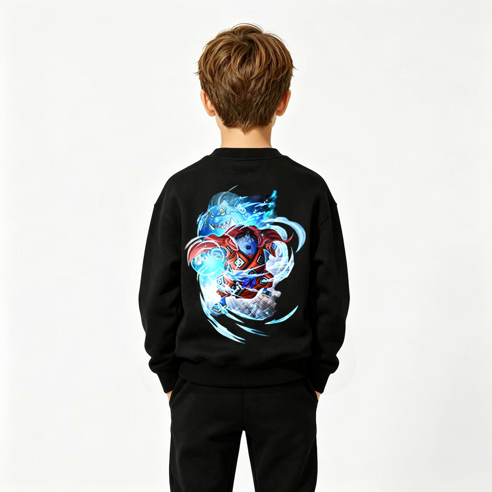 One Piece Anime Graphic Crewneck Sweatshirt for Jinbe Kids Cartoon Print Cotton Tee