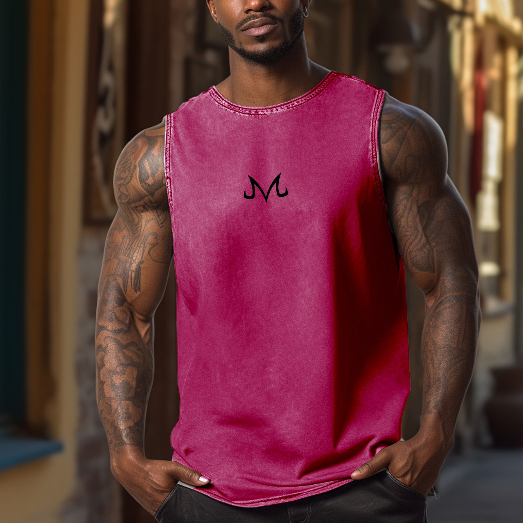 Oversized Simple Letter Anime Print Tank Top-AnimeClothe