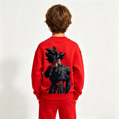 Dragon Ball Goku Black Anime Graphic Crewneck Sweatshirt for Kids Cartoon Print Cotton Tee