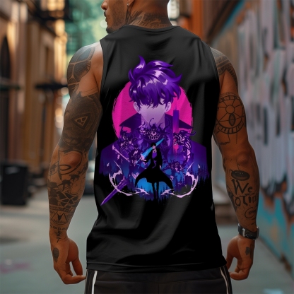 Oversized Anime Print Gym Tank Top-AnimeClothe