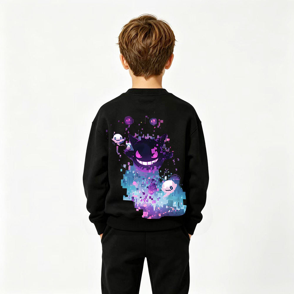 Pokémon Gengar Anime Graphic Hoodie for Kids Cartoon Print Cotton Tee