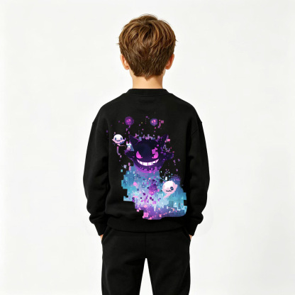 Pokémon Gengar Anime Graphic Hoodie for Kids Cartoon Print Cotton Tee