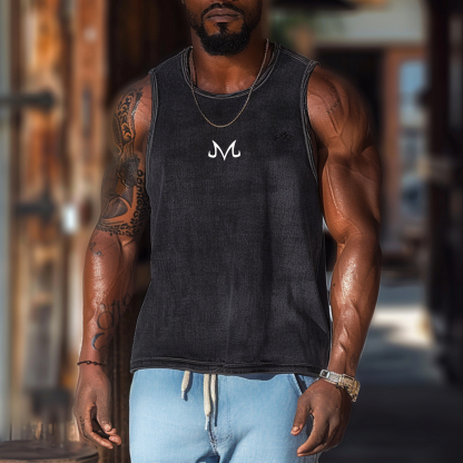 Oversized Simple Letter Anime Print Tank Top-AnimeClothe