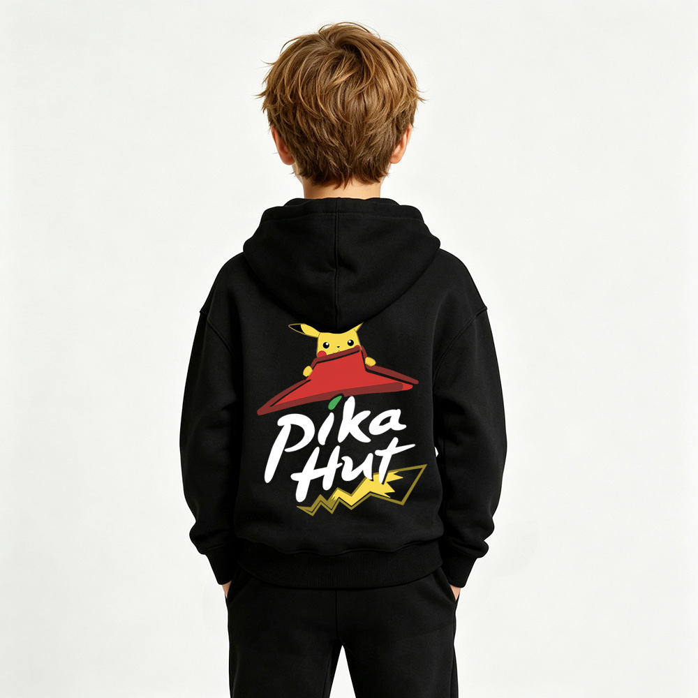 Pokémon Anime Graphic Hoodie for Pikachu Kids Cartoon Print Cotton Tee