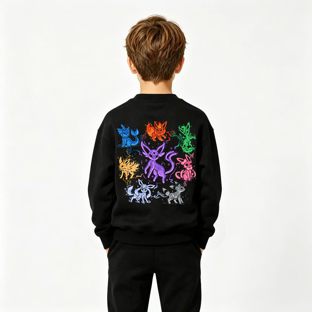 Pokémon Eevee Anime Graphic Crewneck Sweatshirt for Kids Cartoon Print Cotton Tee