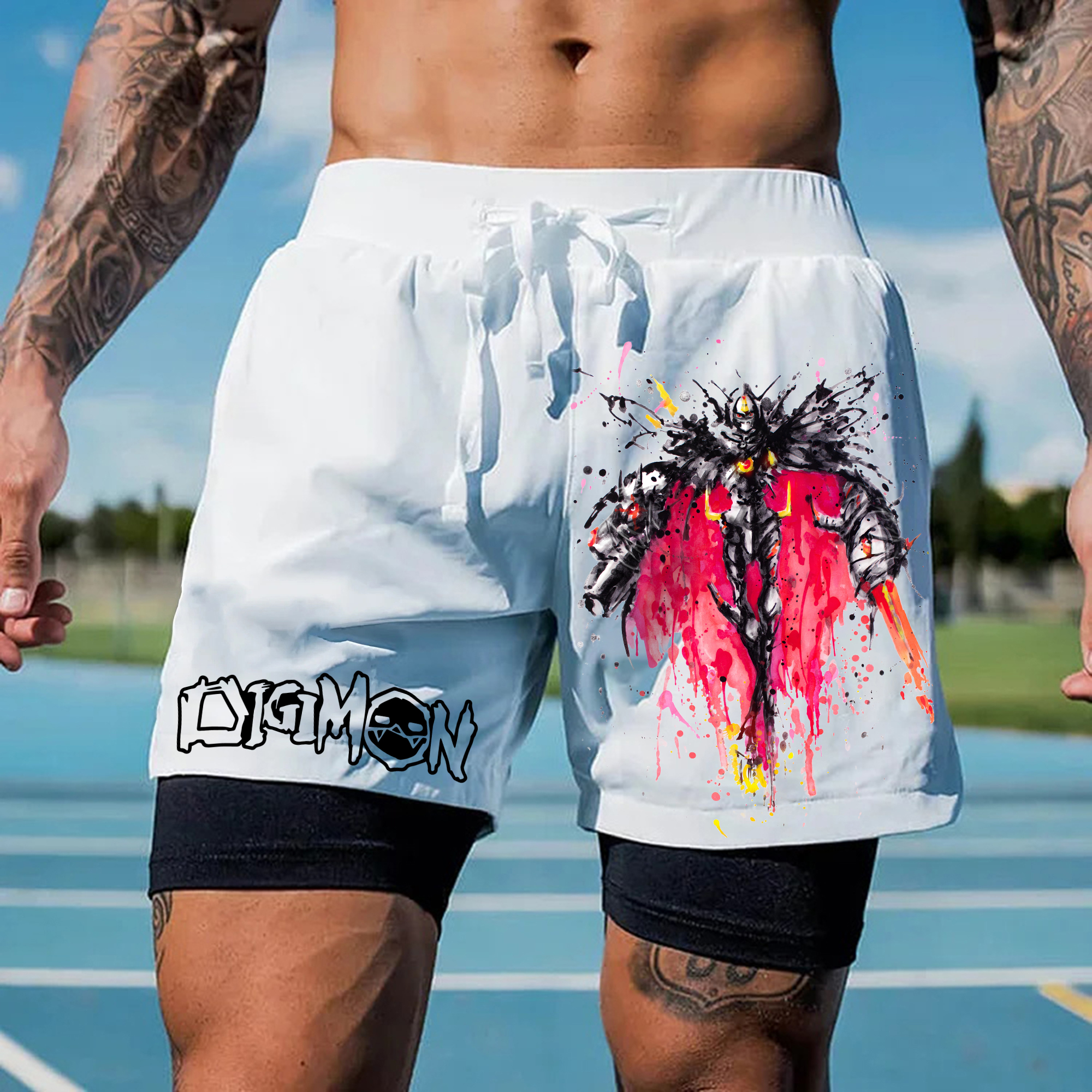 Unisex "Digimon" Anime Style Retro Shorts