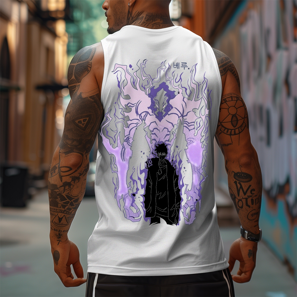 Oversized Anime Print Gym Tank Top-AnimeClothe