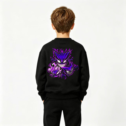 Pokémon Anime Graphic Crewneck Sweatshirt for Gengar Kids Cartoon Print Cotton Tee