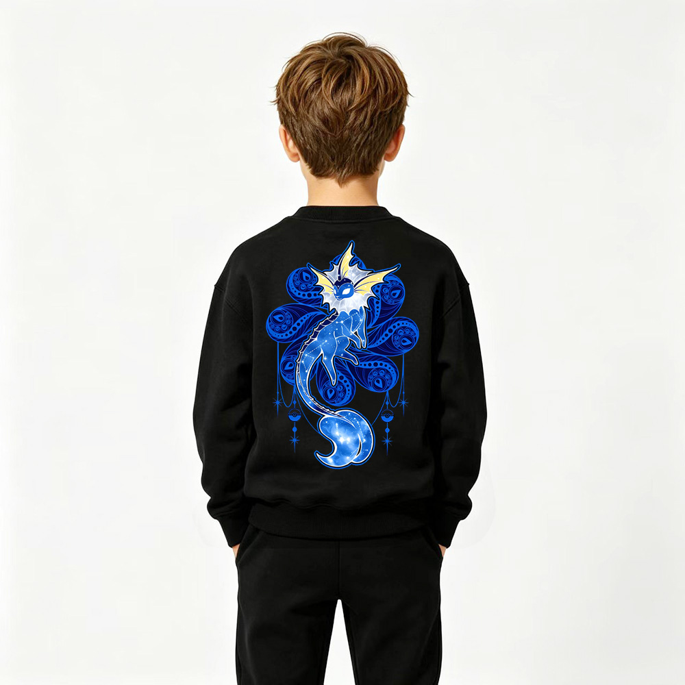 Pokémon Eevee Anime Graphic Crewneck Sweatshirt for Kids Cartoon Print Cotton Tee
