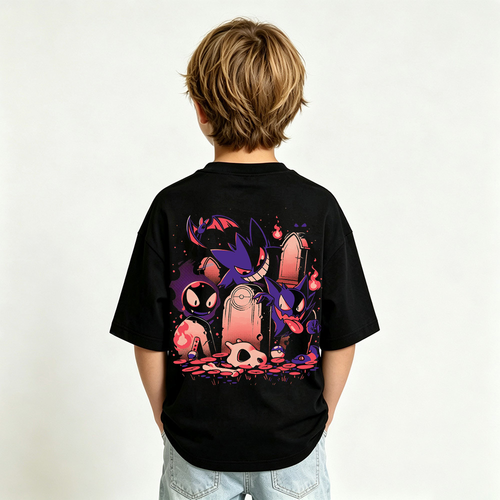 Pokémon Anime Graphic T-Shirt for Gengar Kids Cartoon Print Cotton Tee