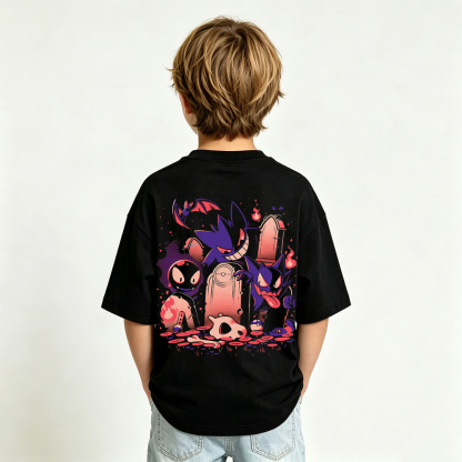 Pokémon Anime Graphic T-Shirt for Gengar Kids Cartoon Print Cotton Tee
