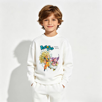Dragon Ball Anime Graphic Crewneck Sweatshirt for Kids Cartoon Print Cotton Tee