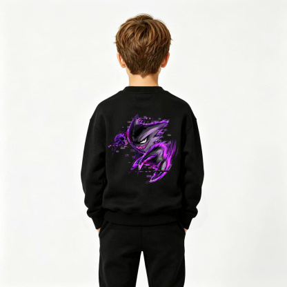 Pokémon Gengar Anime Graphic Crewneck Sweatshirt for Kids Cartoon Print Cotton Tee