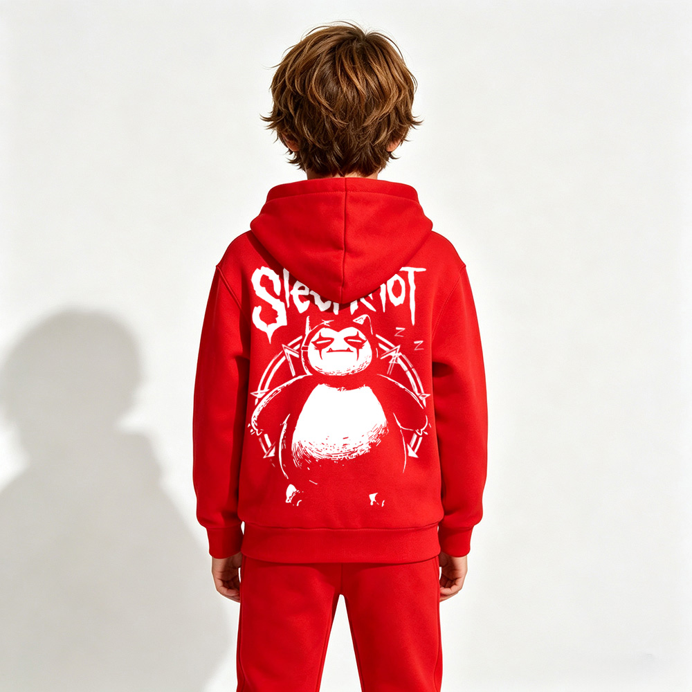 Pokémon Snorlax Anime Graphic Hoodie for Kids Cartoon Print Cotton Tee