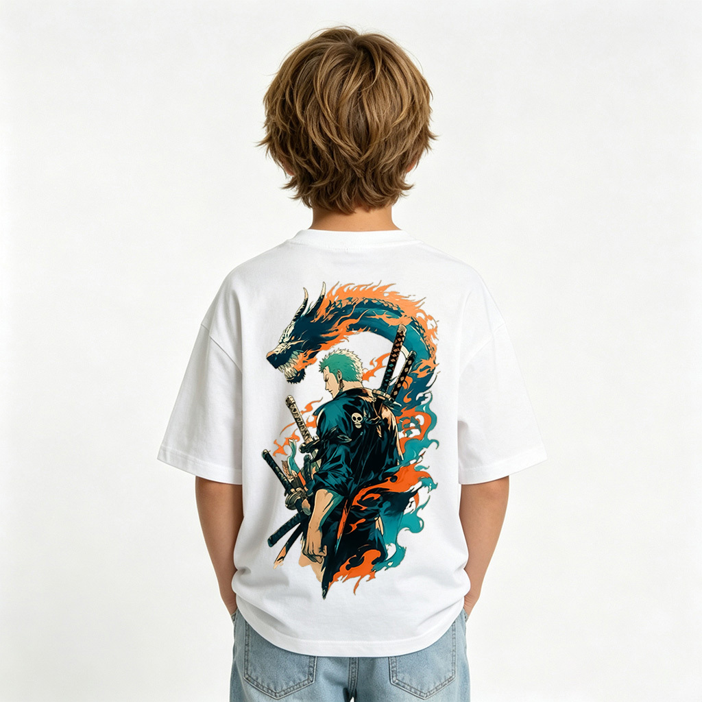 One Piece Anime Graphic T-Shirt for Zoro Kids Cartoon Print Cotton Tee