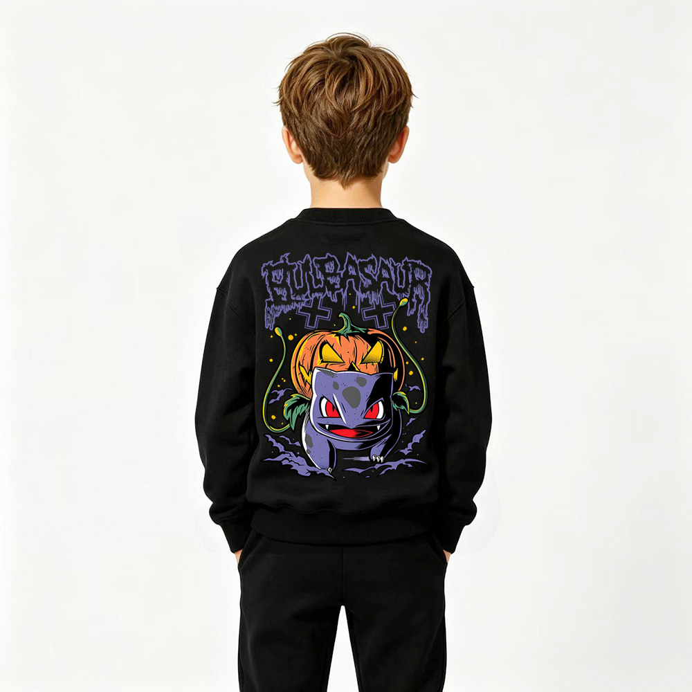 [Copy]Pokémon Anime Graphic Crewneck Sweatshirt for Bulbasaurr Kids Cartoon Print Cotton Tee