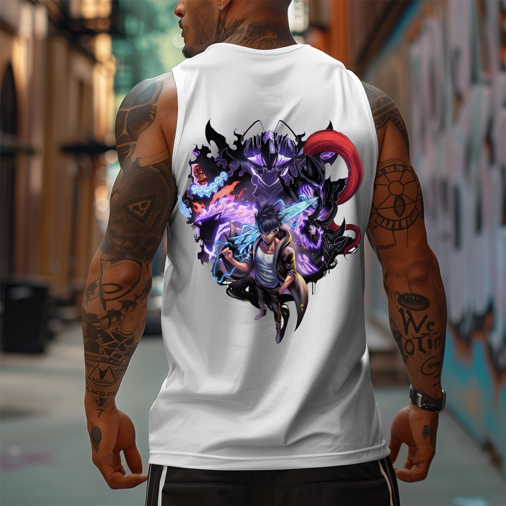 Oversized Anime Print Gym Tank Top-AnimeClothe