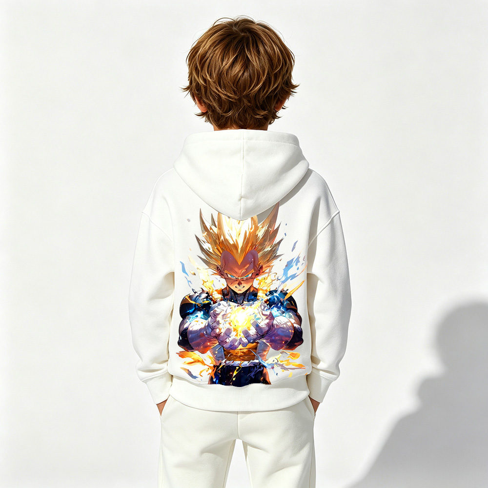 Dragon Ball Anime Graphic Hoodie for Kids Vegeta Cartoon Print Cotton Tee