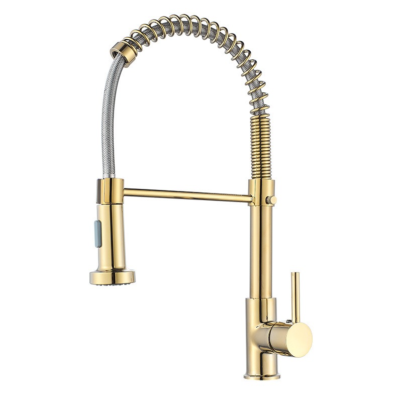 All copper spring faucet, kitchen sink with rotatable pull-out paint, black and gold dots-Build Smart Sourcing Limited