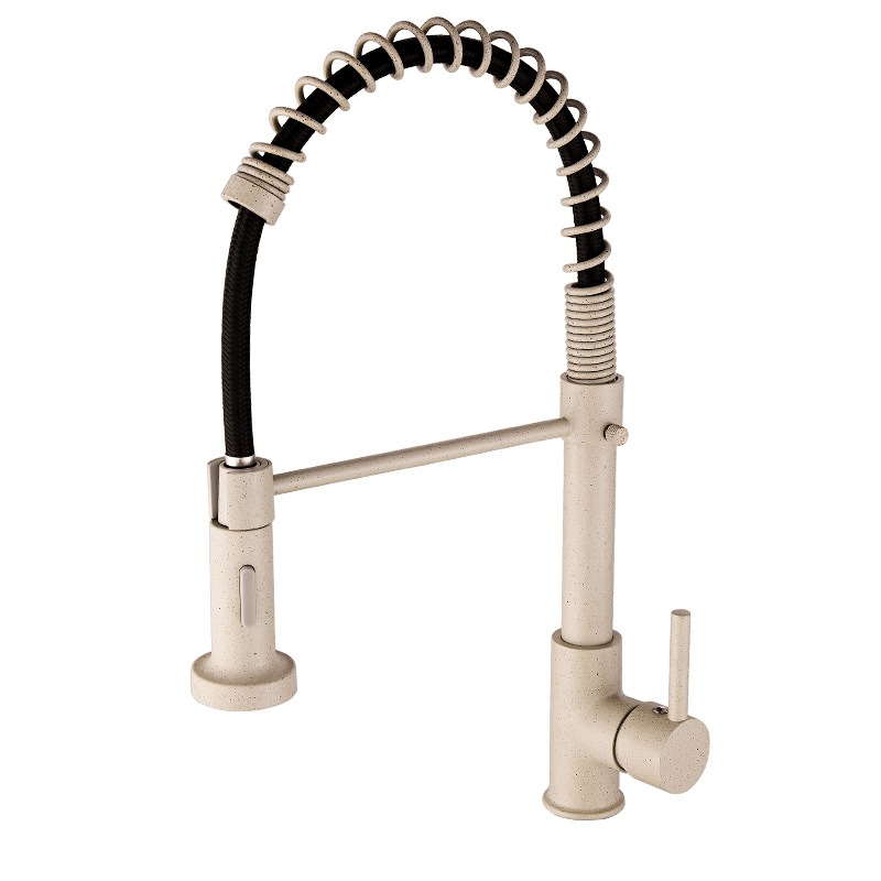 All copper spring faucet, kitchen sink with rotatable pull-out paint, black and gold dots-Build Smart Sourcing Limited