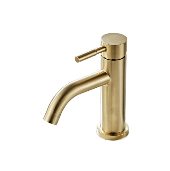 Faucet stainless steel brushed gold minimalist basin faucet hot and cold table up and down basin for household use-Build Smart Sourcing Limited