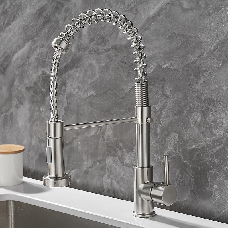 All copper rotatable cold and hot water dual mode sink, kitchen spring faucet-Build Smart Sourcing Limited