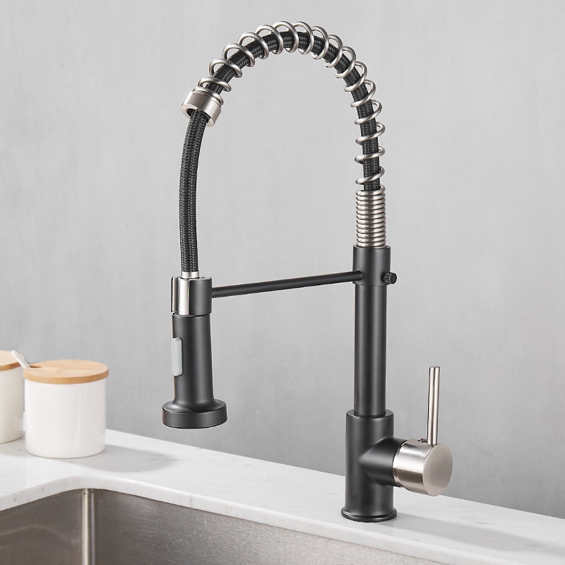 All copper rotatable cold and hot water dual mode sink, kitchen spring faucet-Build Smart Sourcing Limited