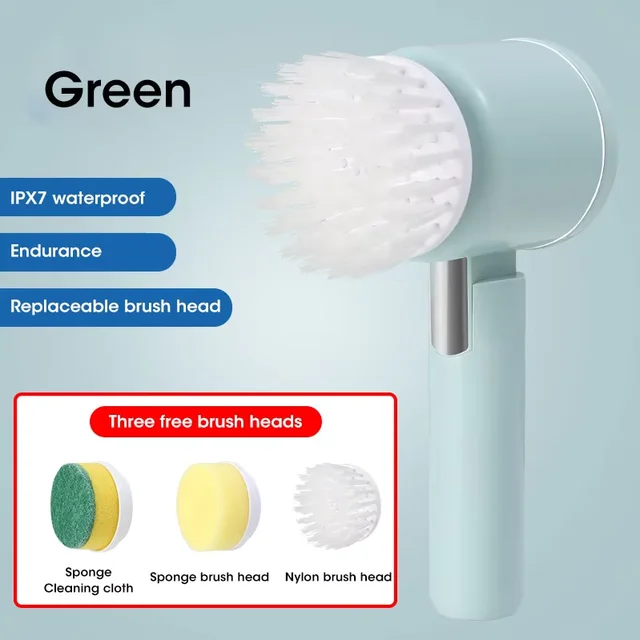 New Electric Spin Scrubber,Bathroom Cleaning Brush Power Scrubber with 5 Replaceable Brush Heads, 5 in 1 Electric Cleaning Brush-Build Smart Sourcing Limited