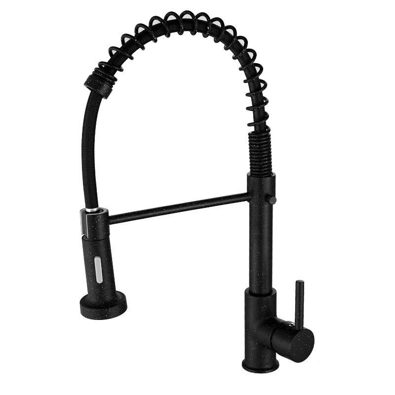 All copper spring faucet, kitchen sink with rotatable pull-out paint, black and gold dots-Build Smart Sourcing Limited