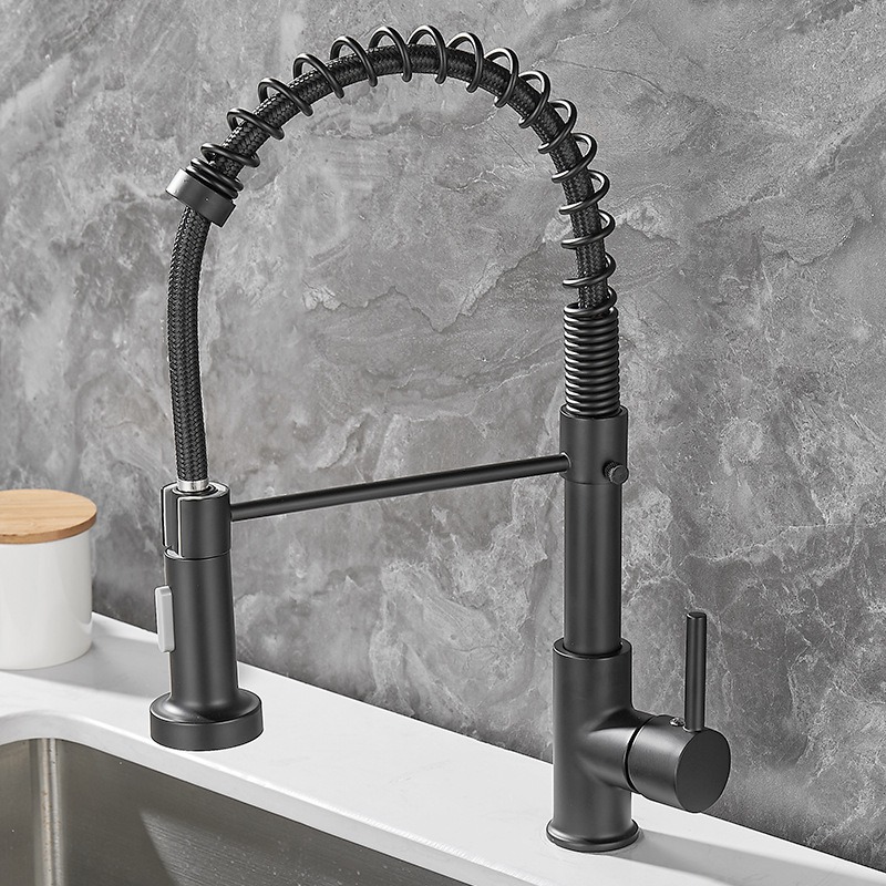 All copper rotatable cold and hot water dual mode sink, kitchen spring faucet-Build Smart Sourcing Limited