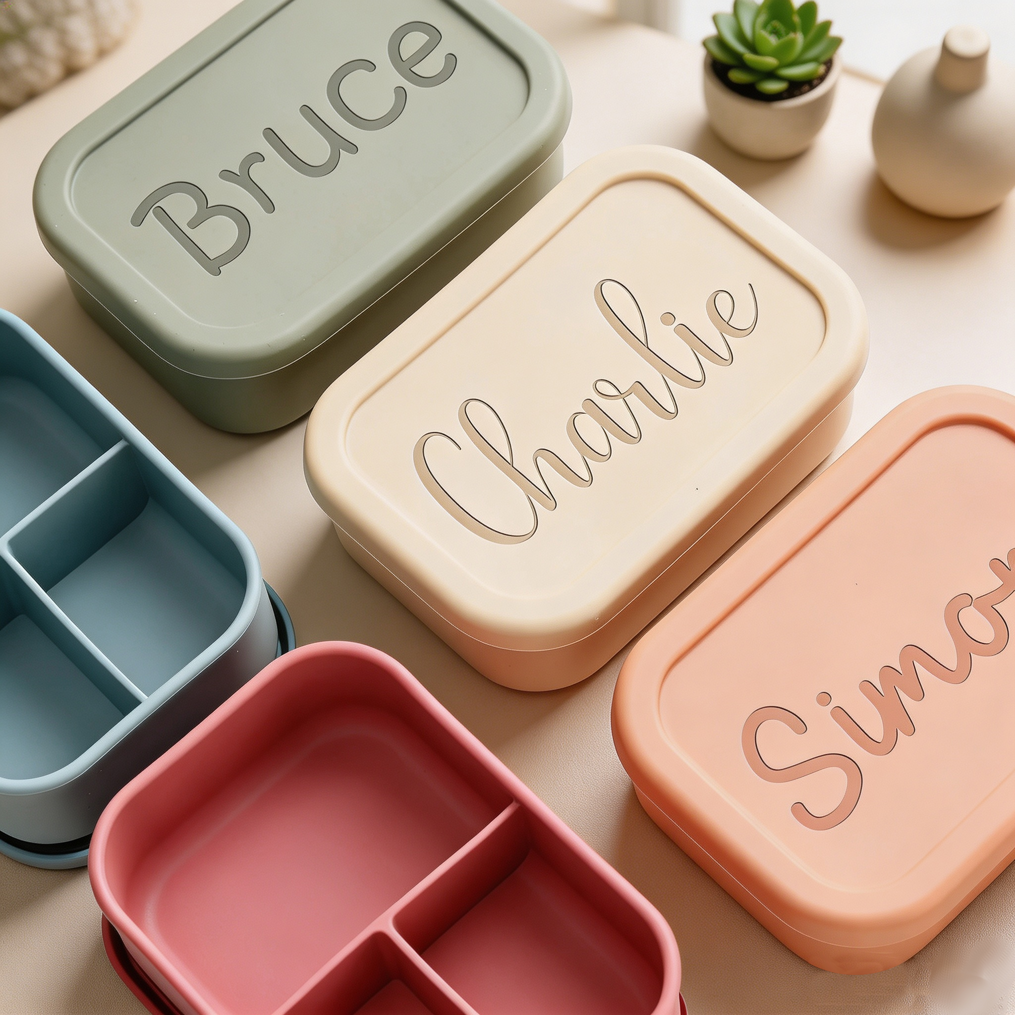 Personalized Silicone Bento Lunch Box for Kids, Custom Name Engraved Lunch Container, Leakproof School Lunch Box, Back to School Gift for Children