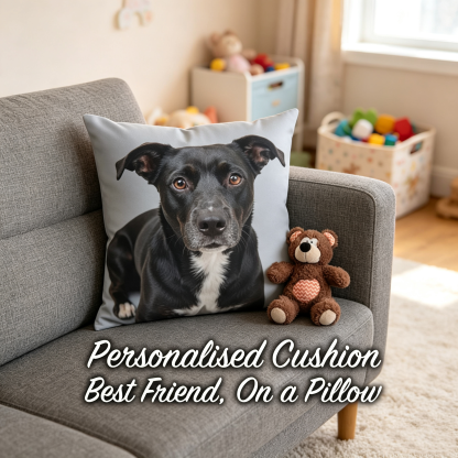 Personalized Pet Photo Pillow, Custom Dog or Cat Face Cushion, Double-Sided Pet Portrait Throw Pillow, Memorial Gift for Pet Lovers, Dog Mom & Dad Gift