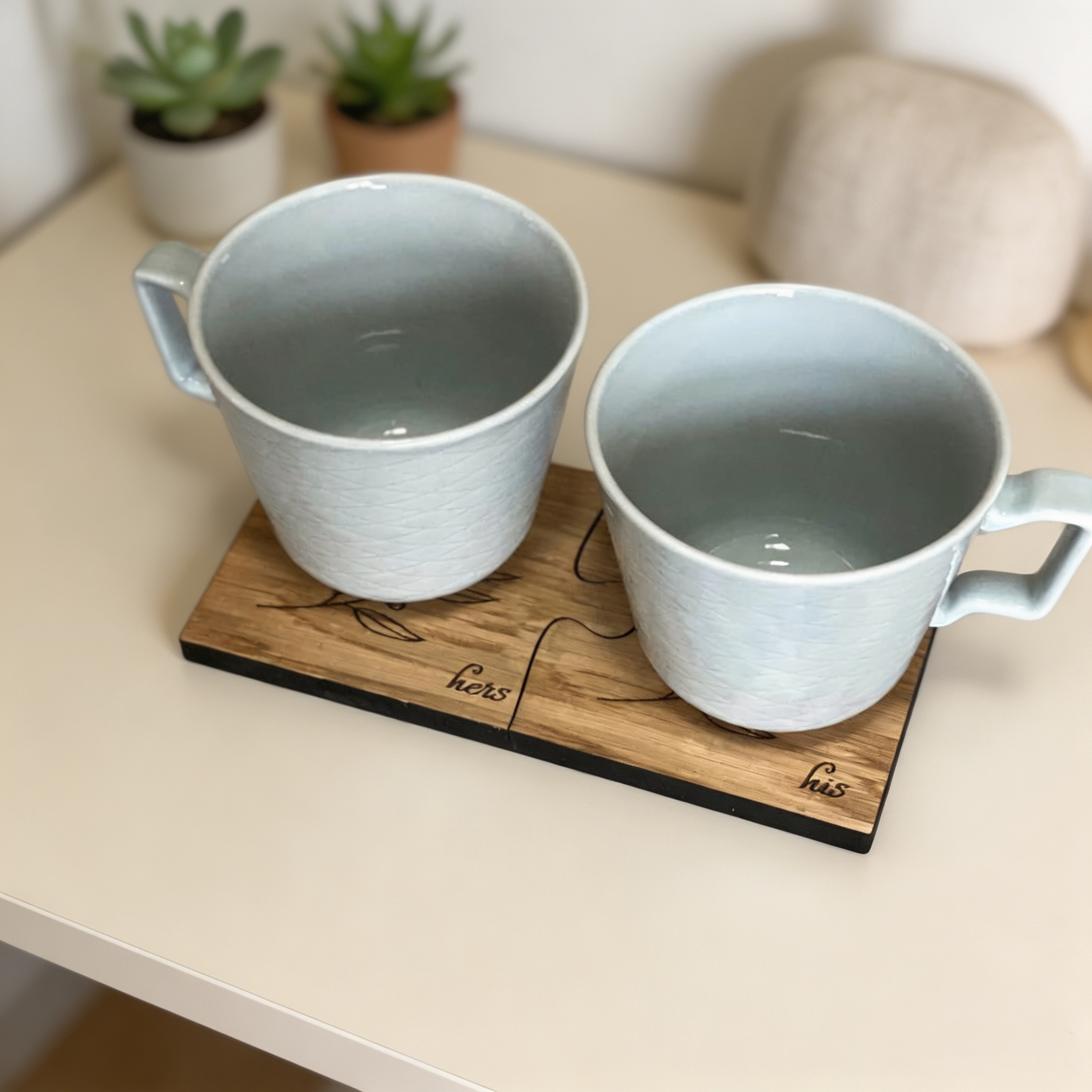 Personalized Couple Coasters, Custom His and Hers Wooden Drink Coasters, Engraved Name Wedding Gift, Anniversary Gift for Couples