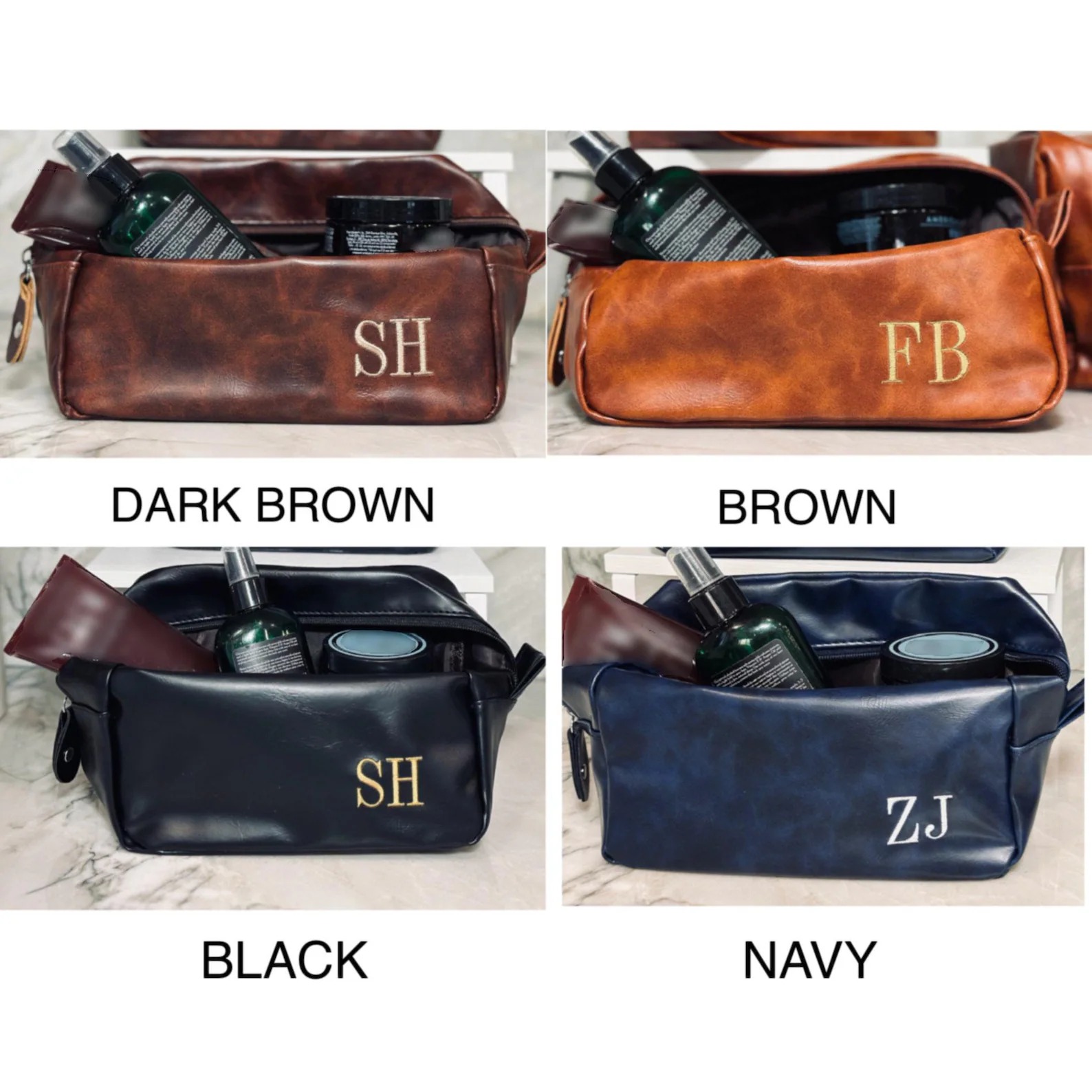 Personalized Leather Dopp Kit – Custom Groomsmen Gift Bag for Wedding & Travel