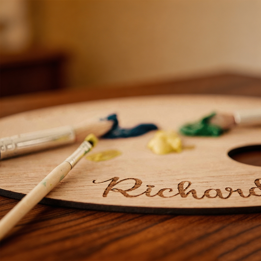 Personalized Wooden Artist Palette with Name | Custom Engraved Paint Palette for Artists | Unique Art Teacher Gift for Painters & Students