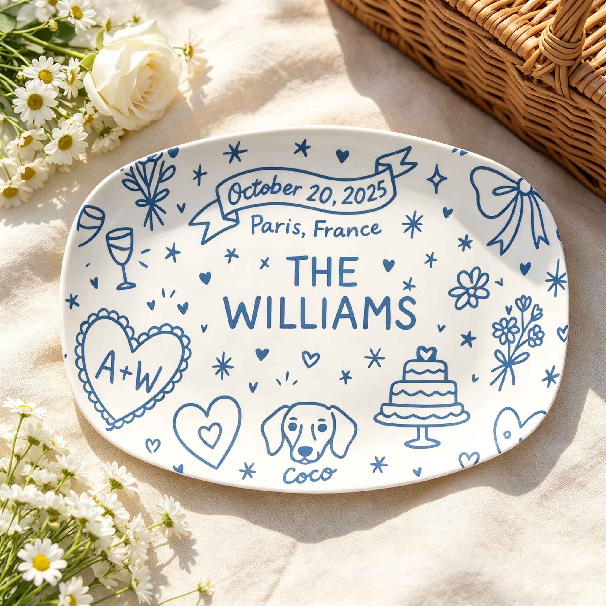Personalized Decorative Plate, Custom Oval Display Platter, Memorial Keepsake Home Decor, Wedding Anniversary Gift, Custom Wall Art Plate