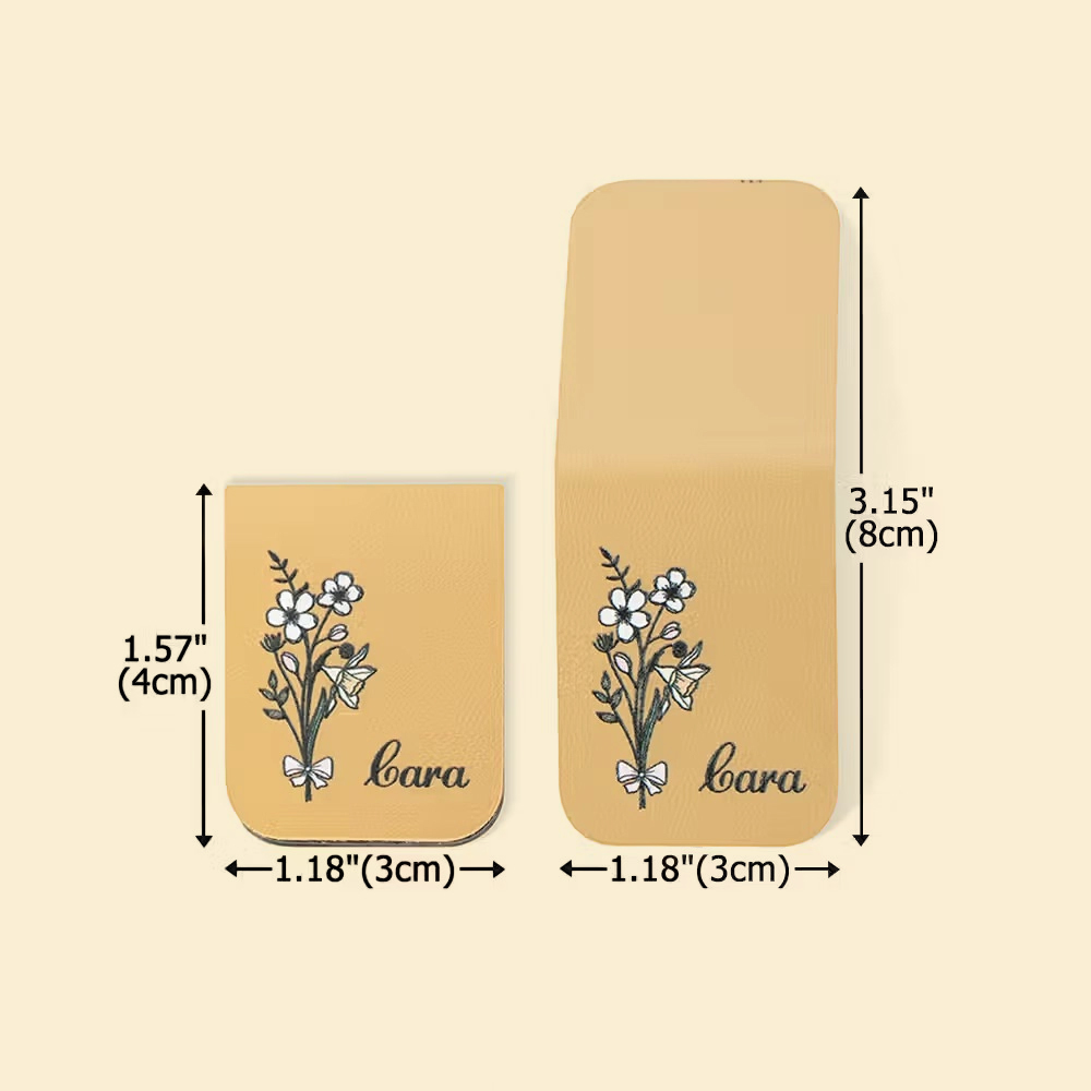 Personalized Birth Flower Magnetic Bookmark Clip with Custom Name, Floral Reading Accessory, Gift for Book Lovers