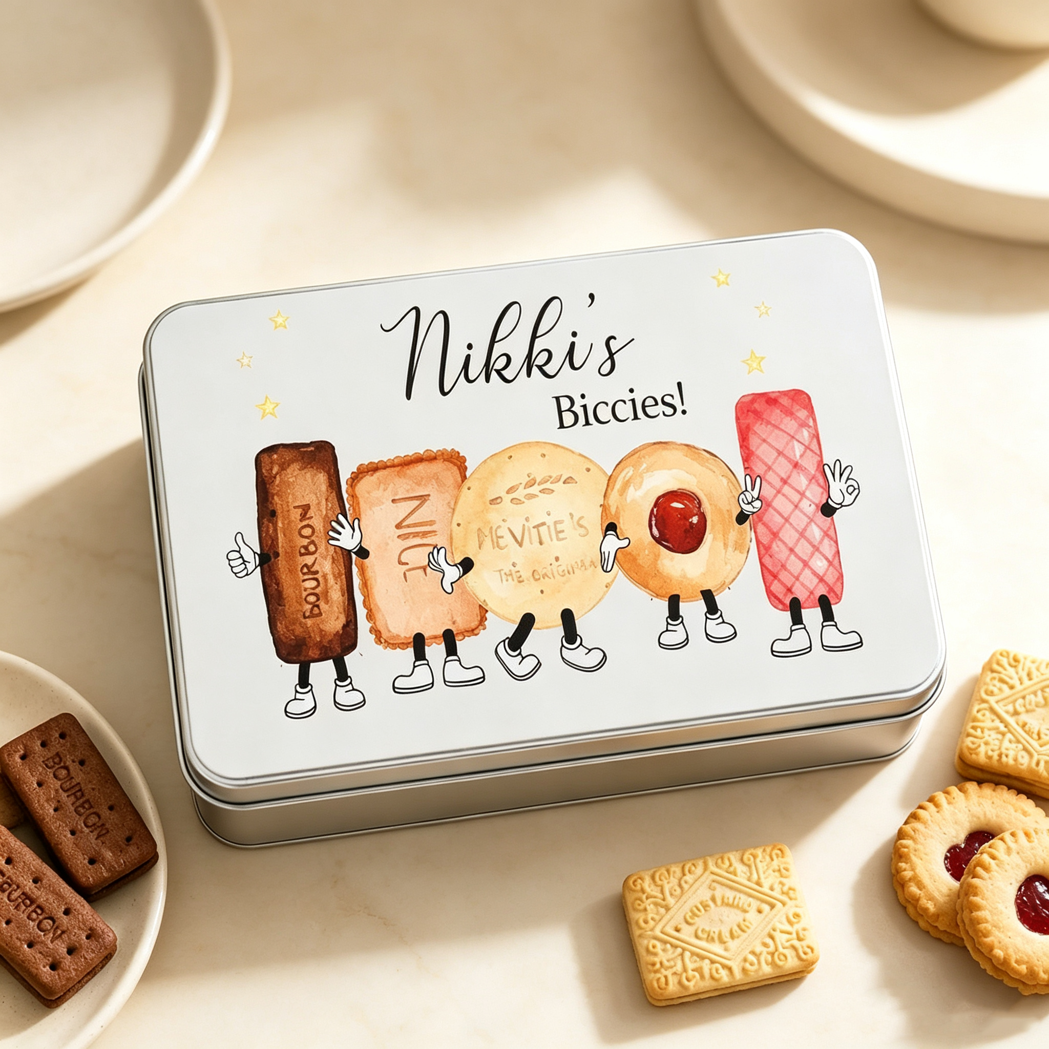 Personalized Biscuit Tin, Custom Cookie Storage Box with Name & Message, Fun Food Gift Box, Birthday Gift, Anniversary Keepsake for Sweet Lovers