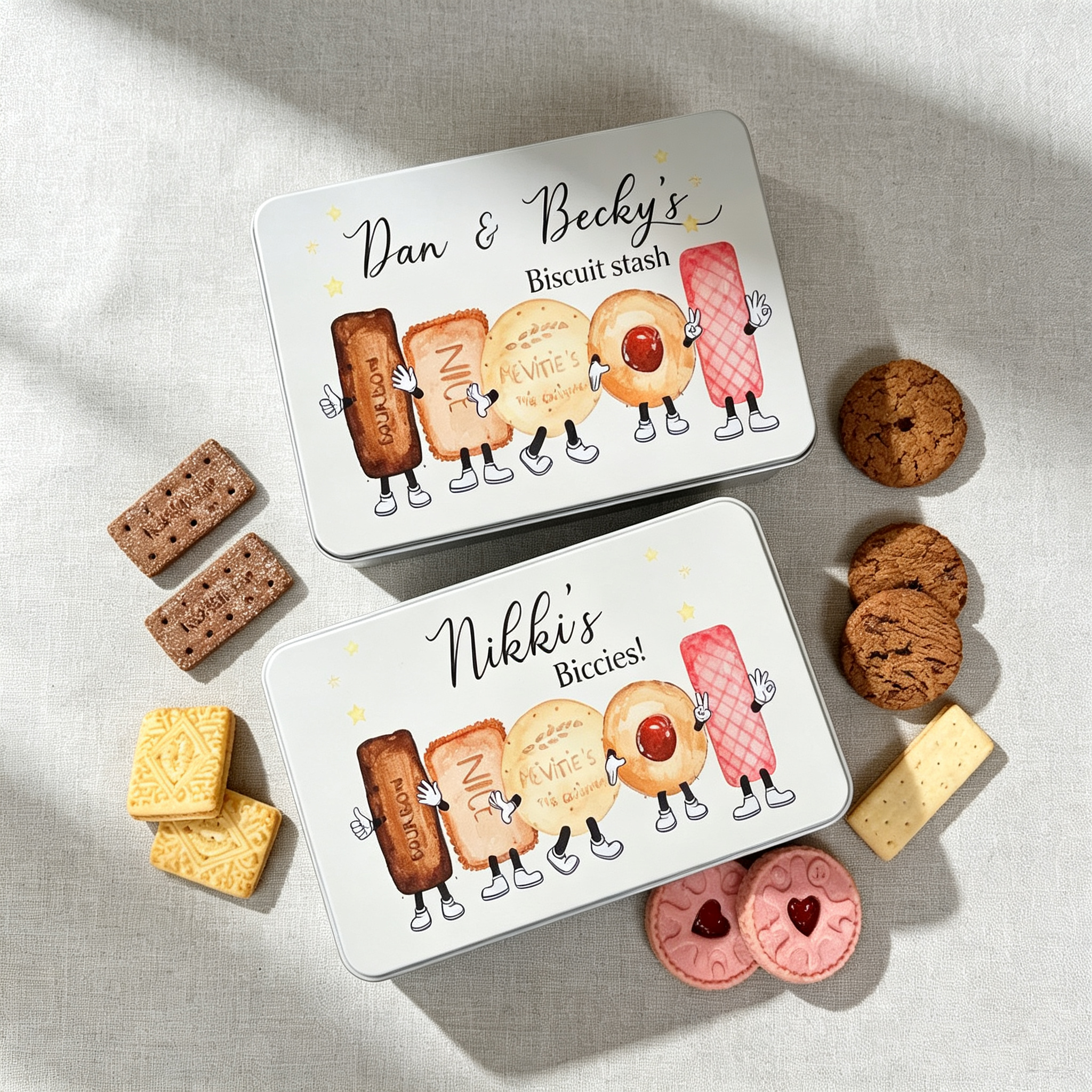 Personalized Biscuit Tin, Custom Cookie Storage Box with Name & Message, Fun Food Gift Box, Birthday Gift, Anniversary Keepsake for Sweet Lovers