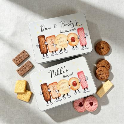 Personalized Biscuit Tin, Custom Cookie Storage Box with Name & Message, Fun Food Gift Box, Birthday Gift, Anniversary Keepsake for Sweet Lovers