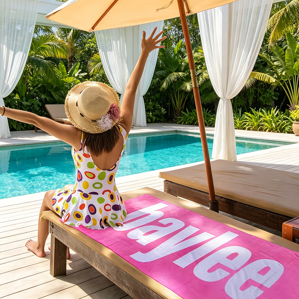 Personalised Quick Dry Beach Towel with Name Soft Absorbent Travel Towel Summer Pool Gift for Family Friends