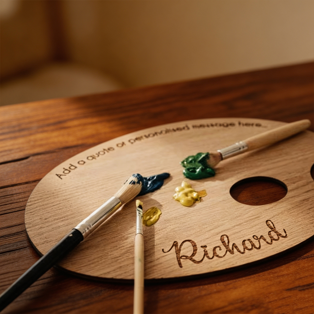 Personalized Wooden Artist Palette with Name | Custom Engraved Paint Palette for Artists | Unique Art Teacher Gift for Painters & Students