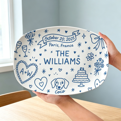 Personalized Decorative Plate, Custom Oval Display Platter, Memorial Keepsake Home Decor, Wedding Anniversary Gift, Custom Wall Art Plate