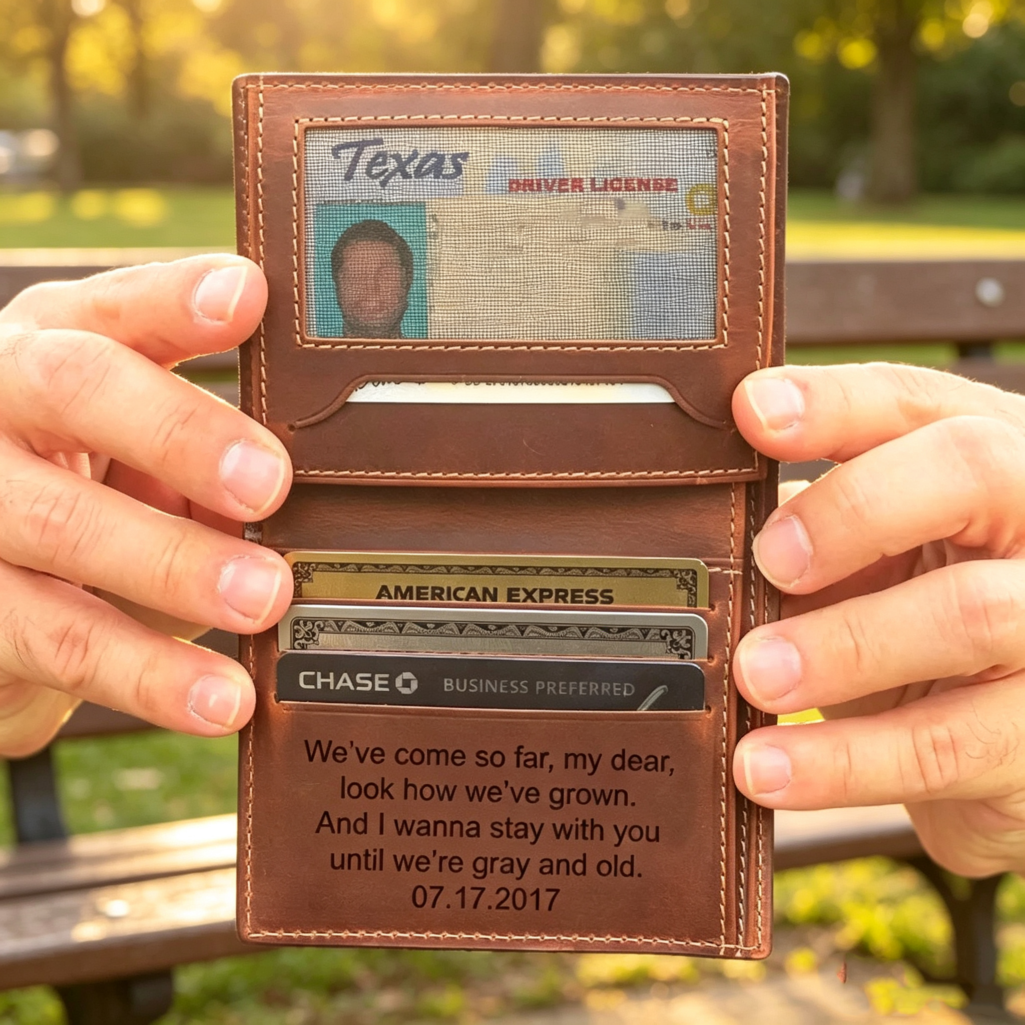 Personalized Trifold Leather Wallet for Men – Custom Engraved Gift for Husband, Boyfriend or Dad